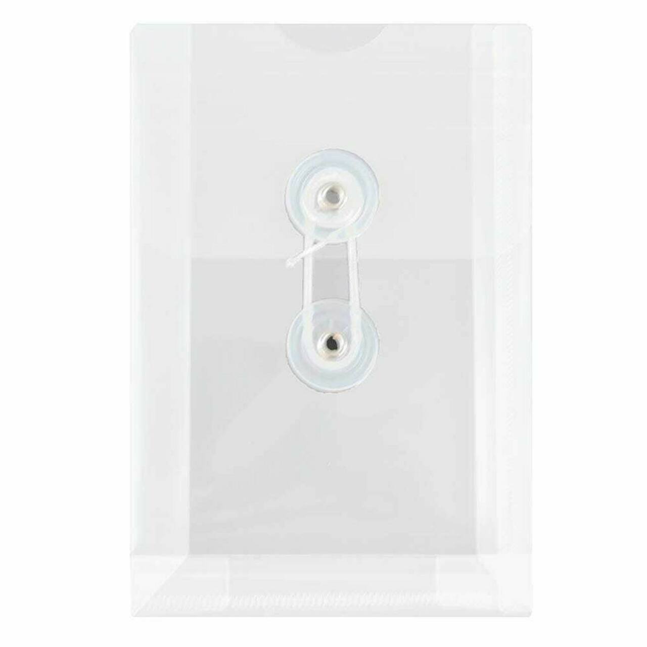 JAM Paper 4.25" x 6.25" Open End Plastic Envelopes with Button and String Closure, 24ct.